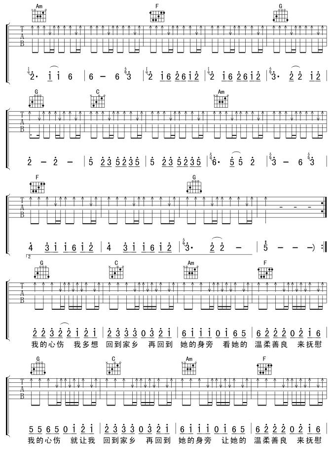 迷乡(在他乡)吉他谱