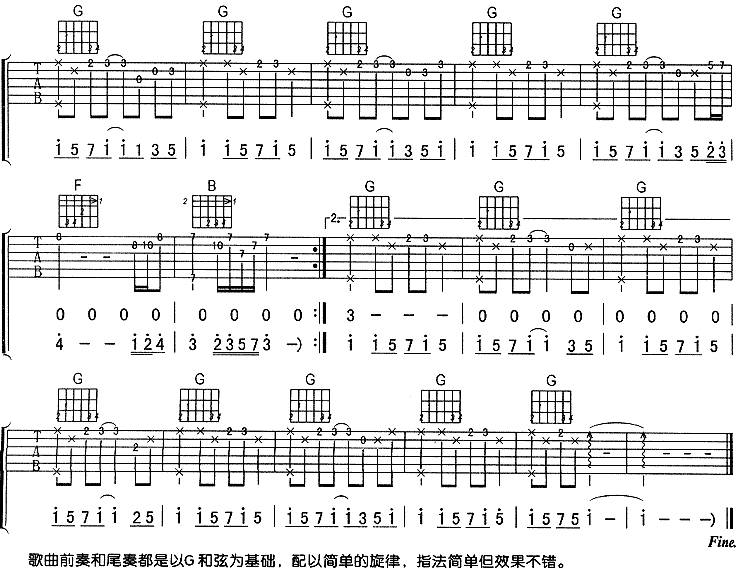 终于吉他谱 