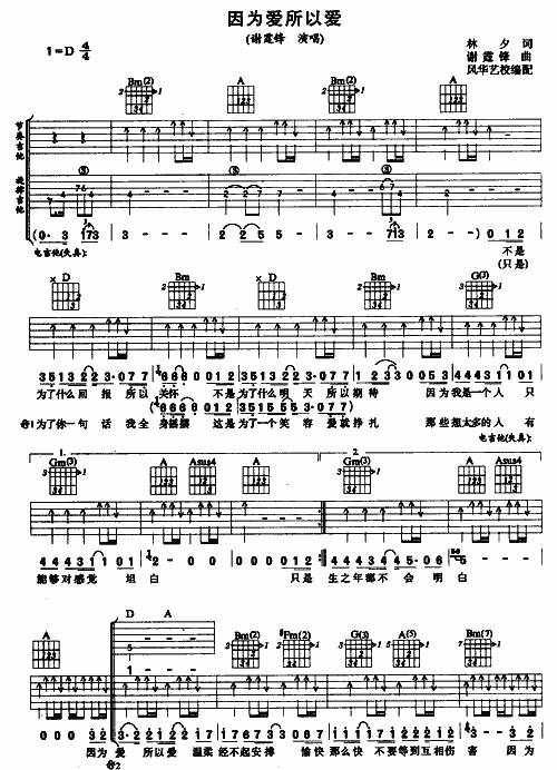 因为爱，所以爱吉他谱