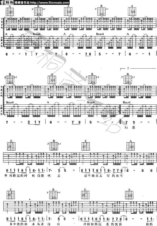(我思念的城市)吉他谱
