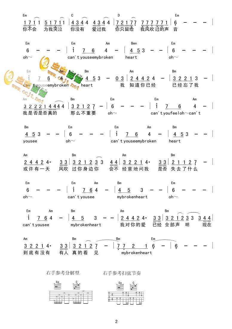 破碎的心吉他谱 