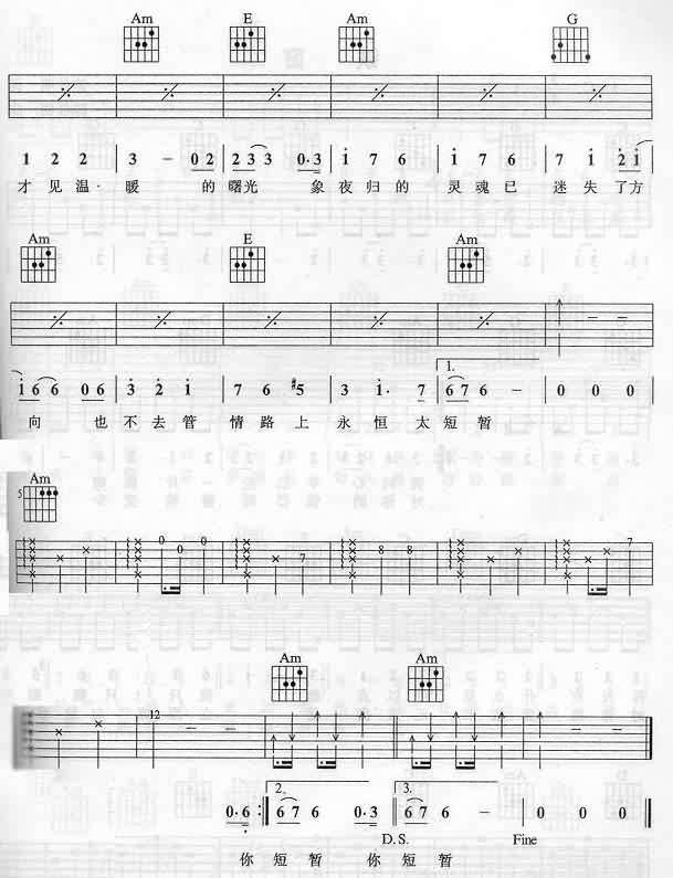 都是夜归人吉他谱 