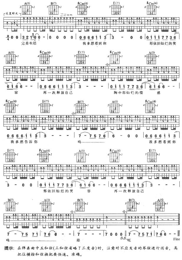 完美生活吉他谱 