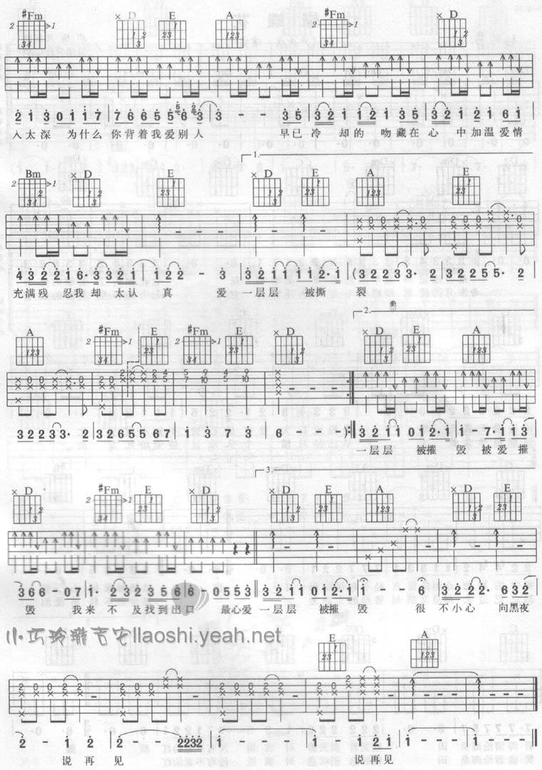 为什么背着我爱别人吉他谱 