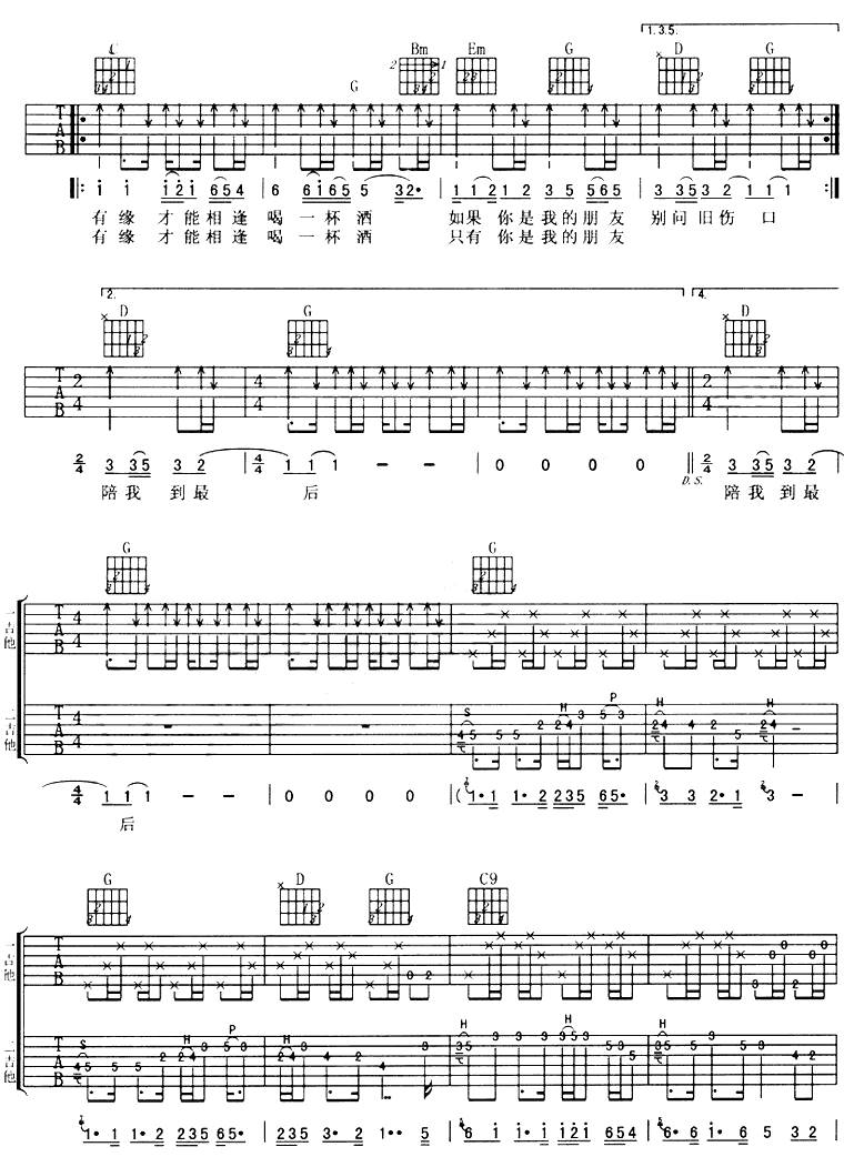 别问旧伤口吉他谱
