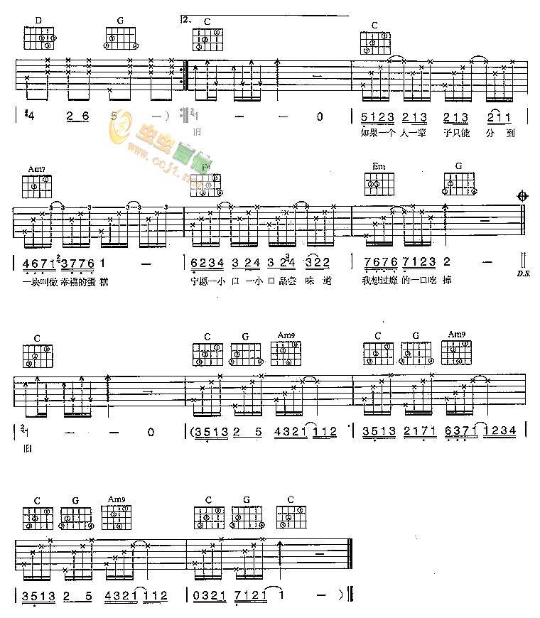 瘦瘦的吉他谱 