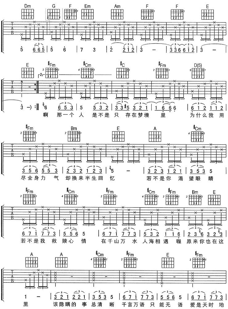 原来你也在这里吉他谱