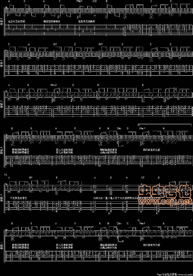 野菊花E调吉他谱