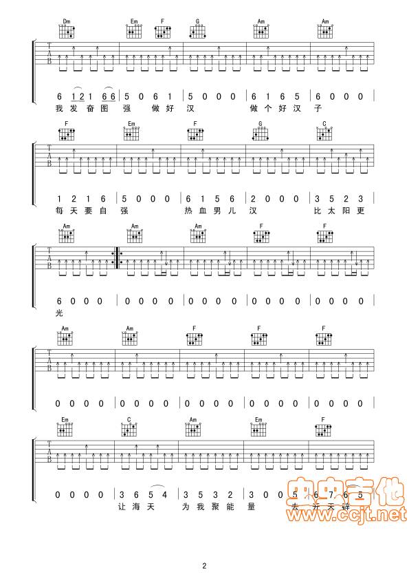 男儿当自强吉他谱