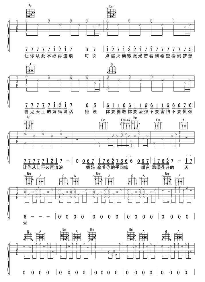 火柴天堂吉他谱