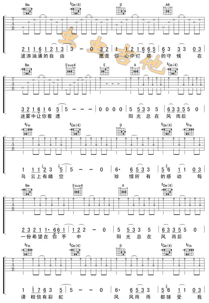 阳光总在风雨后吉他谱