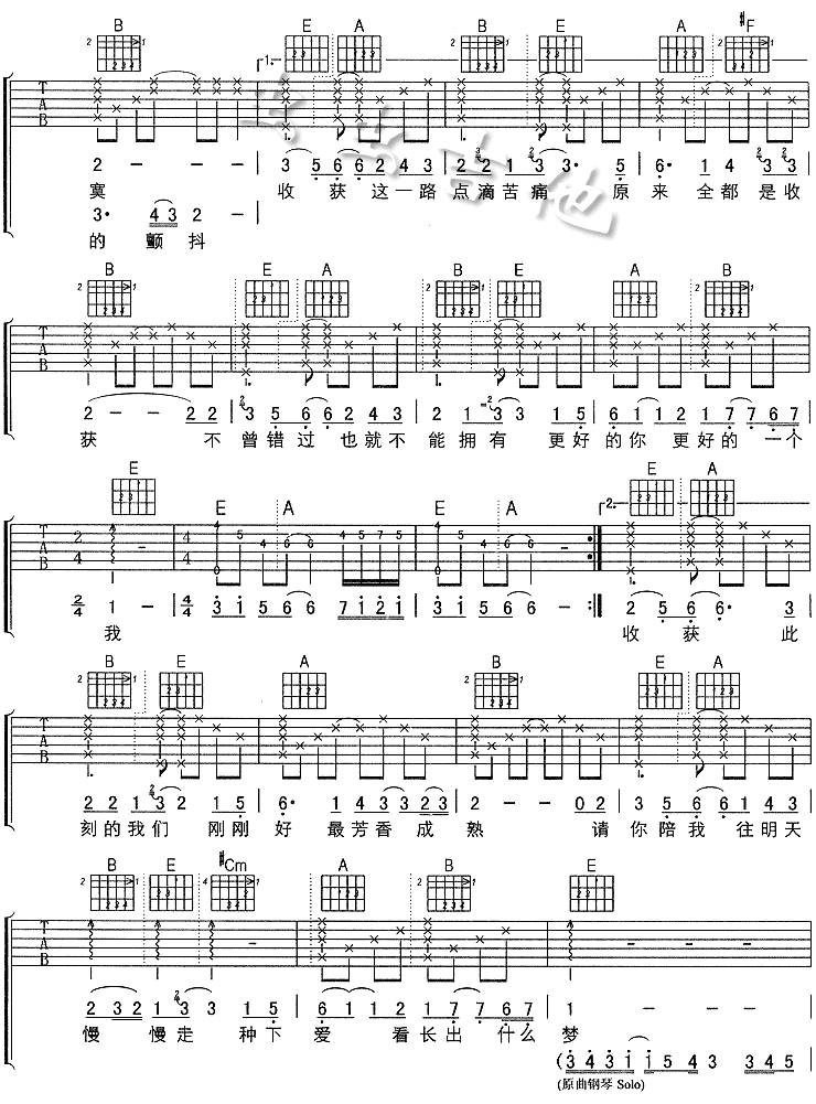 收获吉他谱