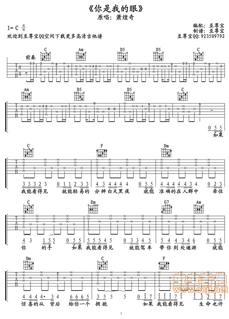 你是我的眼吉他谱
