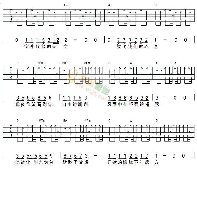 最美的春天吉他谱 