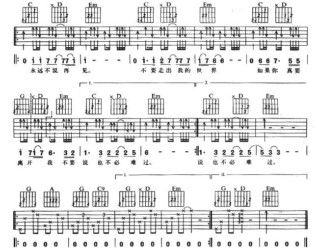 Don't Say Goodbye Forever 永远不说再见吉他谱 