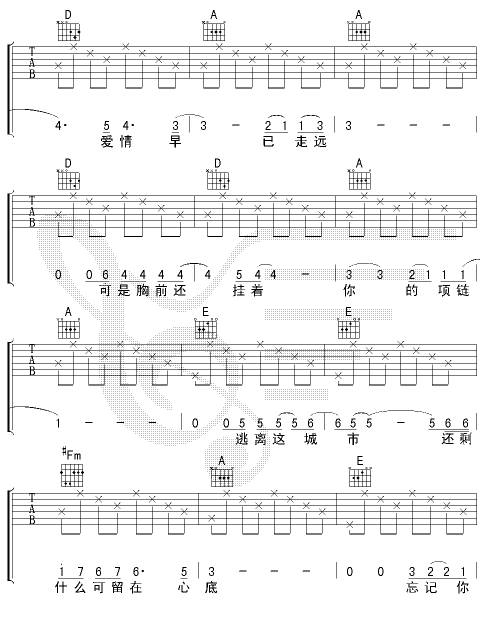 忘了你不如忘了自己吉他谱 