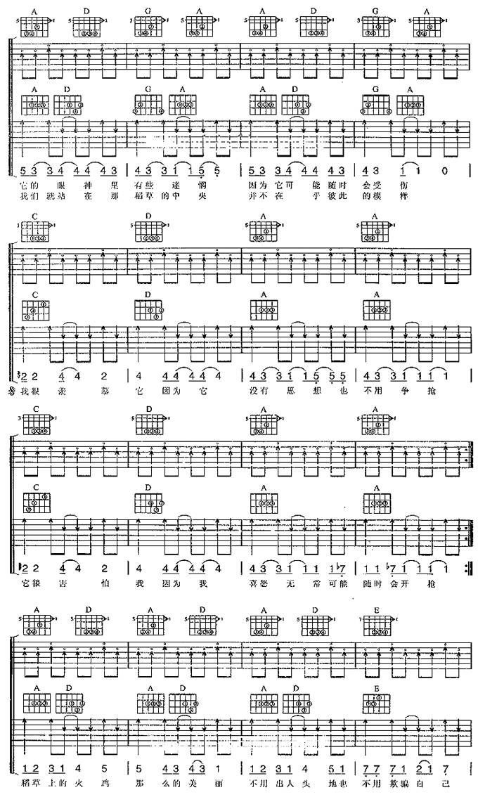 稻草上的火鸡吉他谱