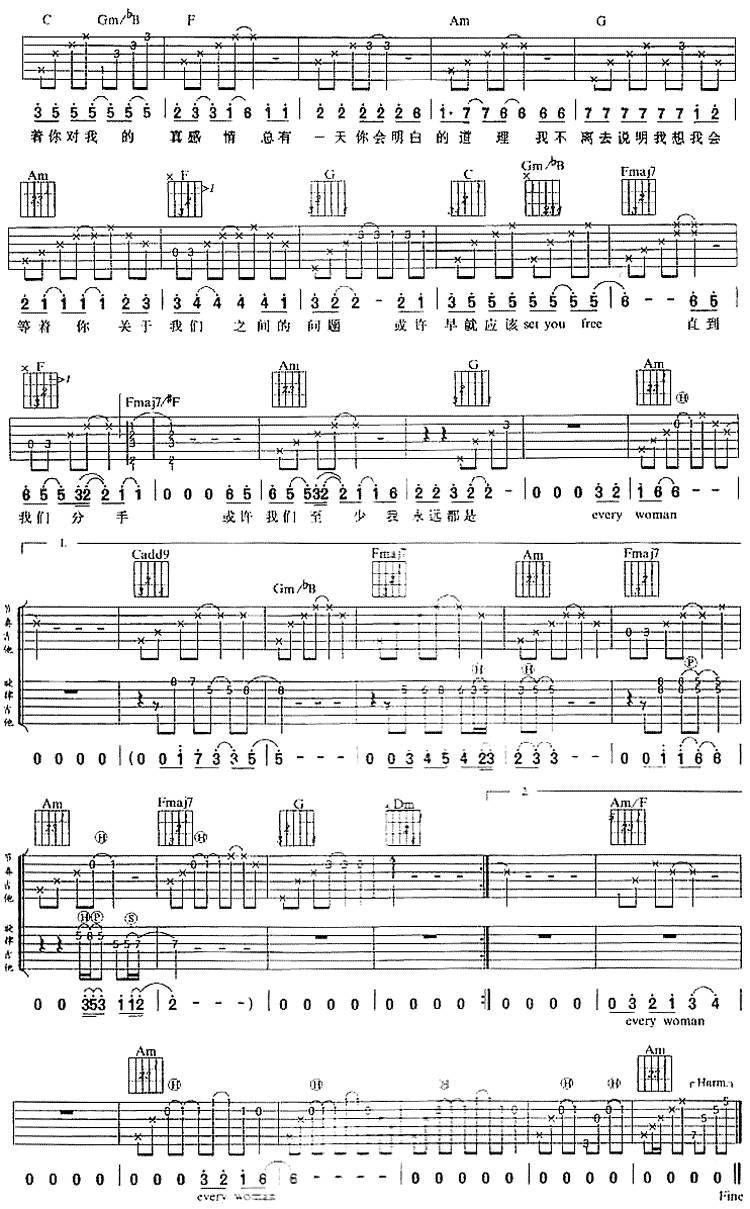 普通女孩（结合版）吉他谱 