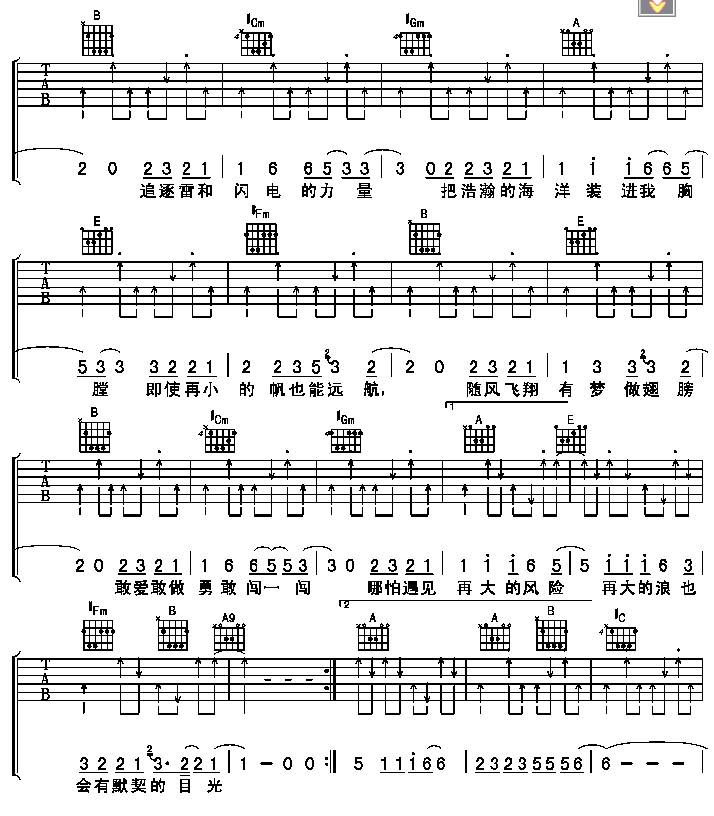 奔跑吉他谱 
