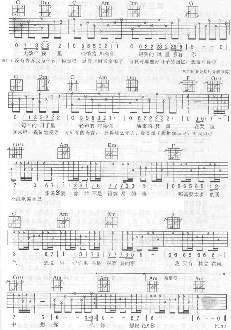 想说爱你不容易吉他谱 