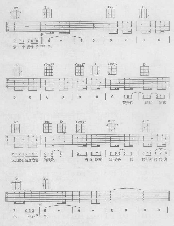 伤心1999吉他谱 