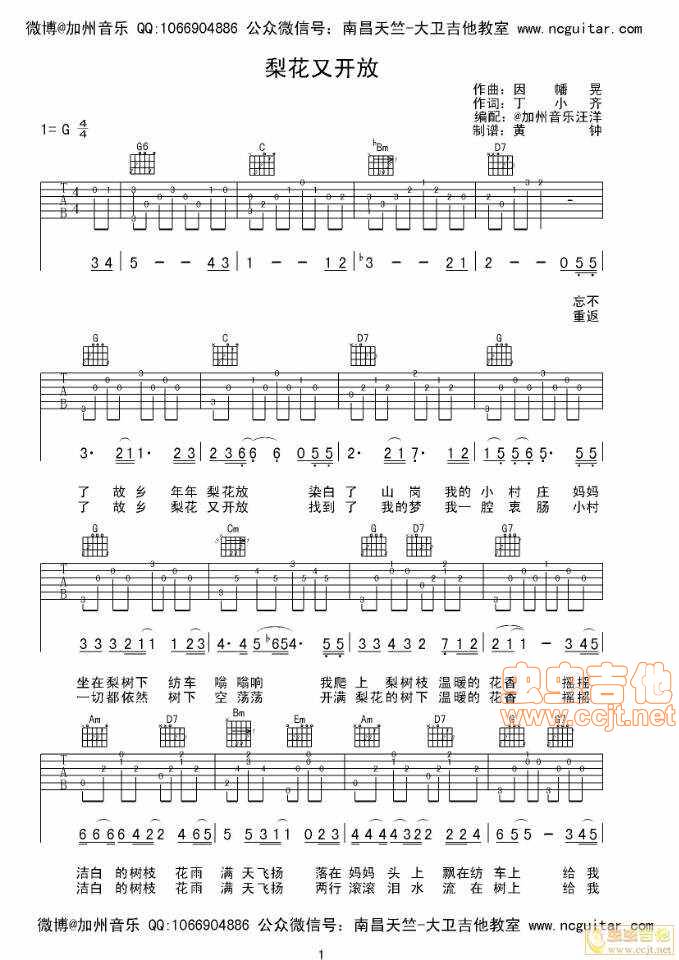 梨花又开吉他谱