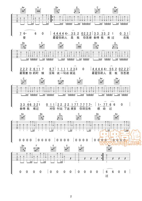 你怎么舍得我难过吉他谱 