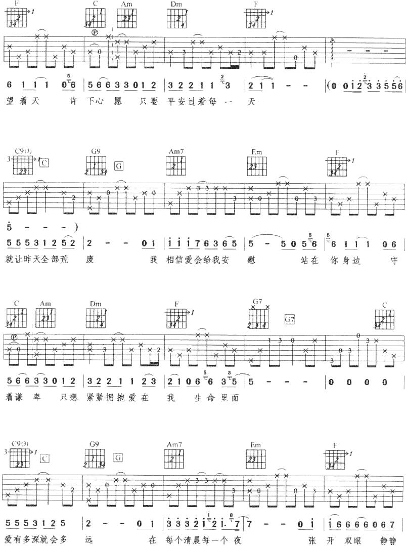 爱有多深就会多远吉他谱