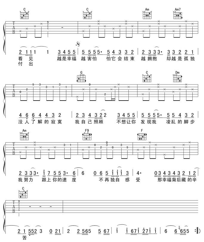 幸福背后吉他谱 