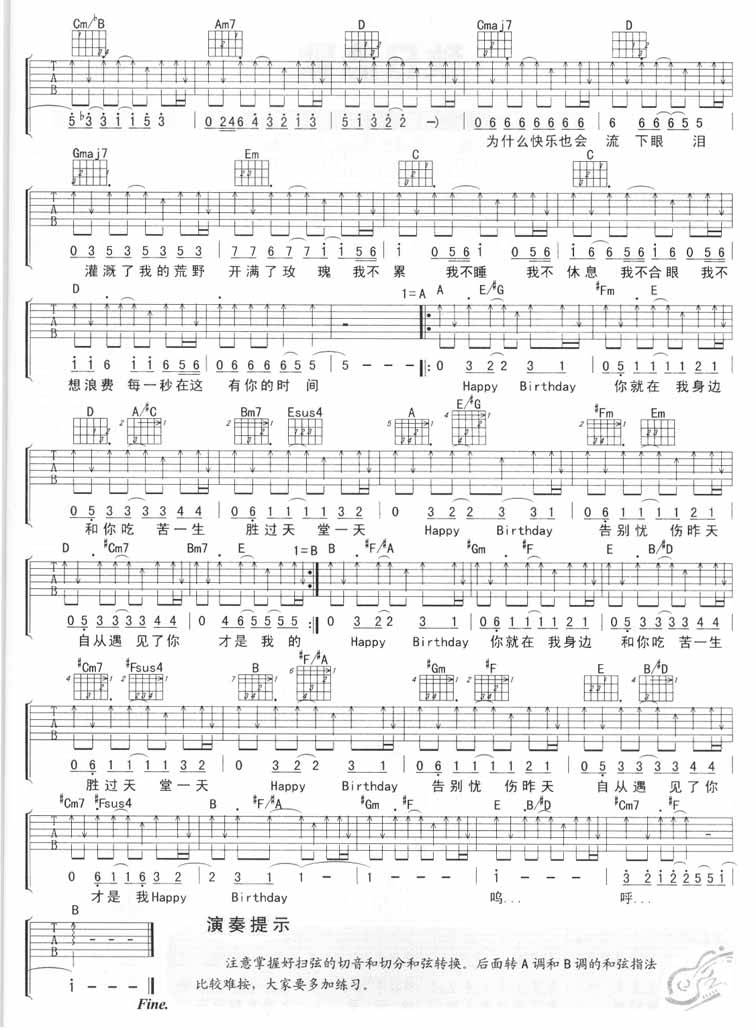 Happy Birthday吉他谱 
