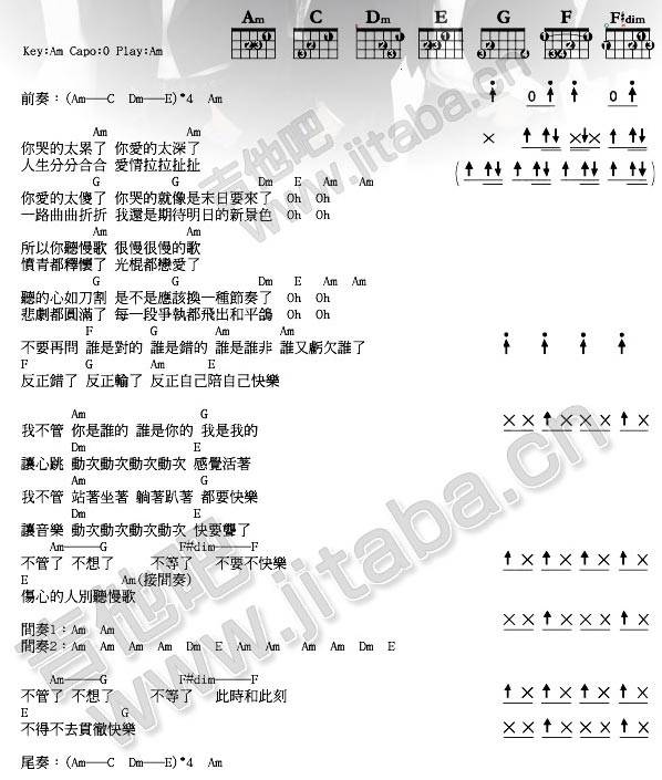 伤心的人别听慢歌吉他谱 