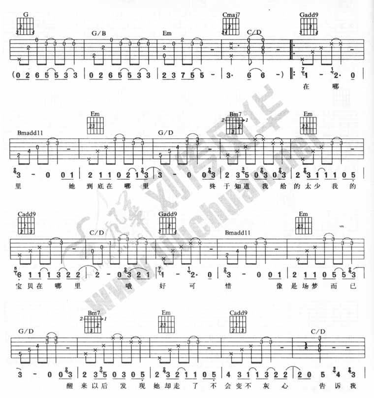 爱在哪里吉他谱