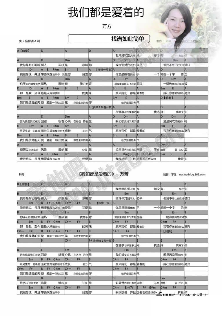原来我们都是爱着的吉他谱 