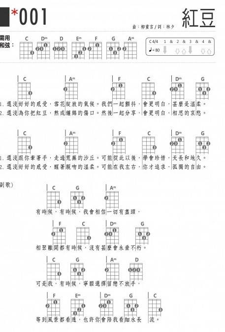 红豆 王菲吉他谱 