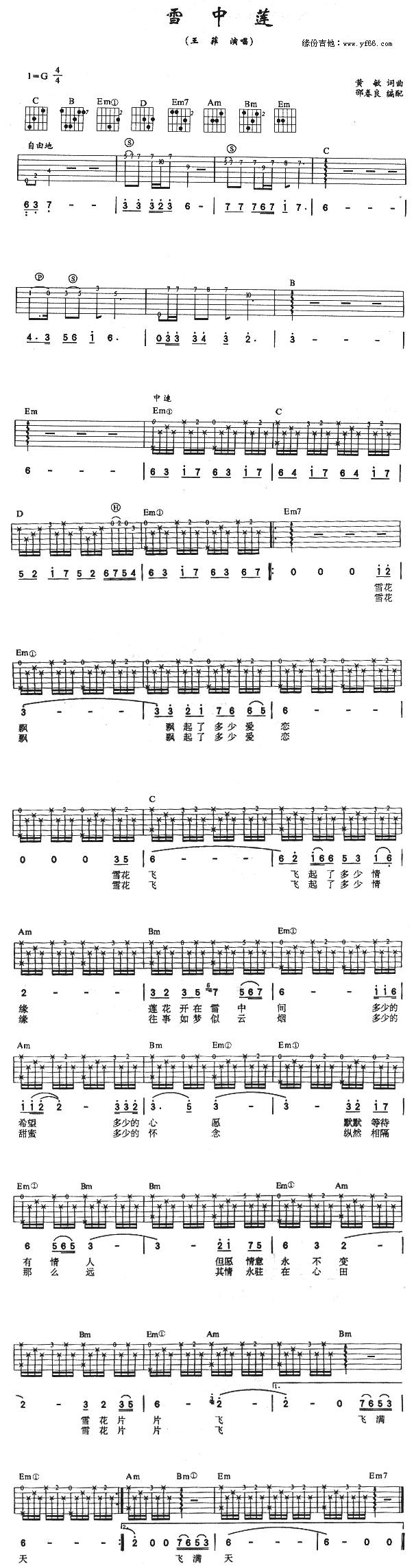 雪中莲吉他谱 