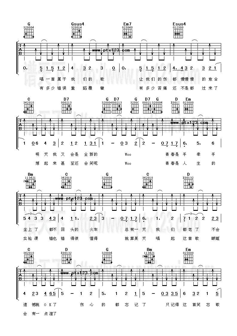 笑忘歌(“黑松沙士”广告主题歌)吉他谱