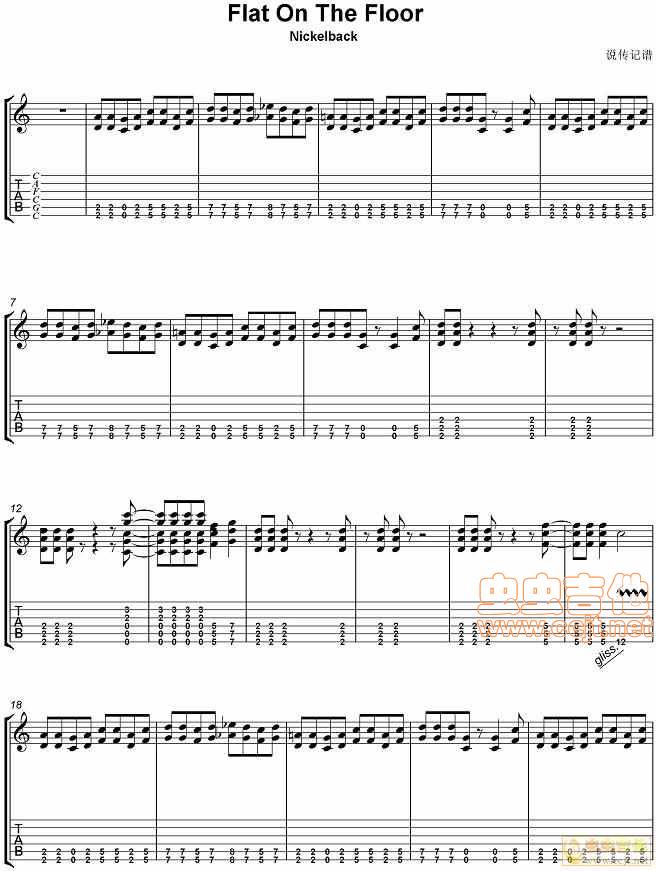 Nickelback-Flat On The Floor吉他谱