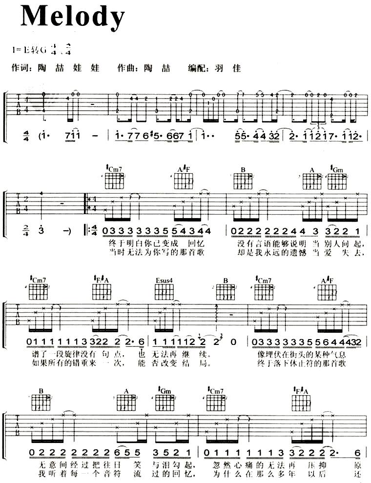 Melody吉他谱