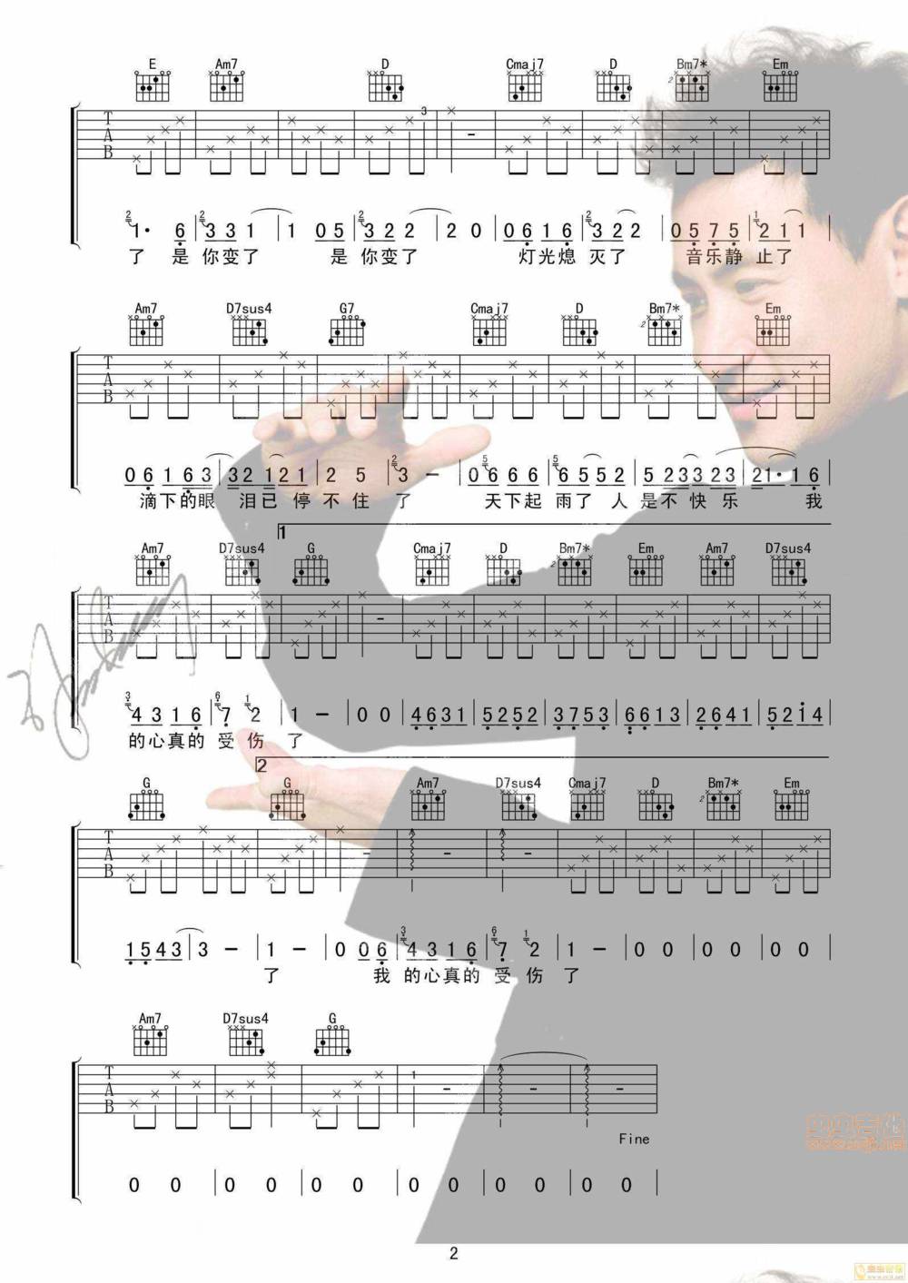 我真的受伤了吉他谱 