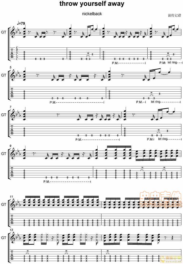 throw yourself away吉他谱