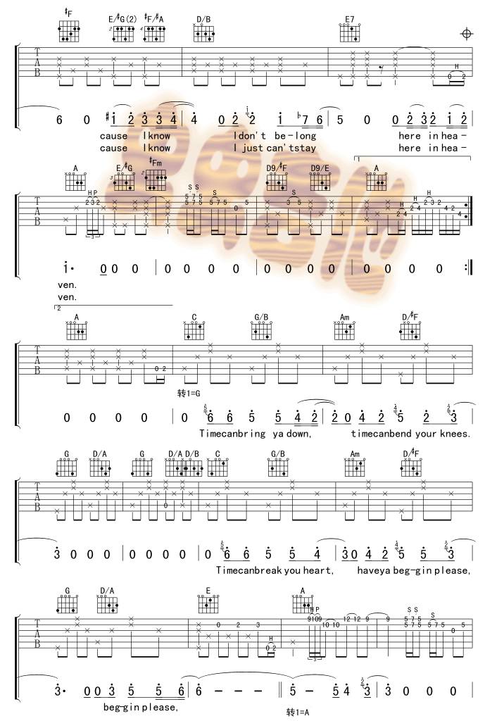 泪洒天堂吉他谱