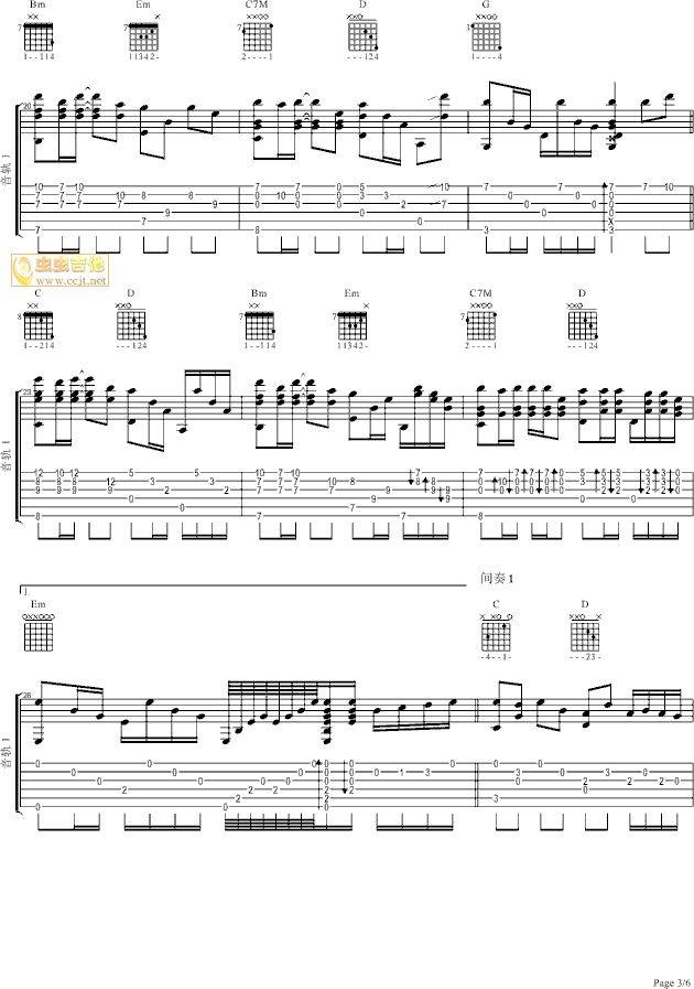 《天使的翅膀》阿涛指弹吉他独奏版吉他谱 