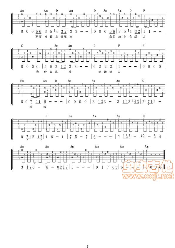 橄榄树吉他谱 
