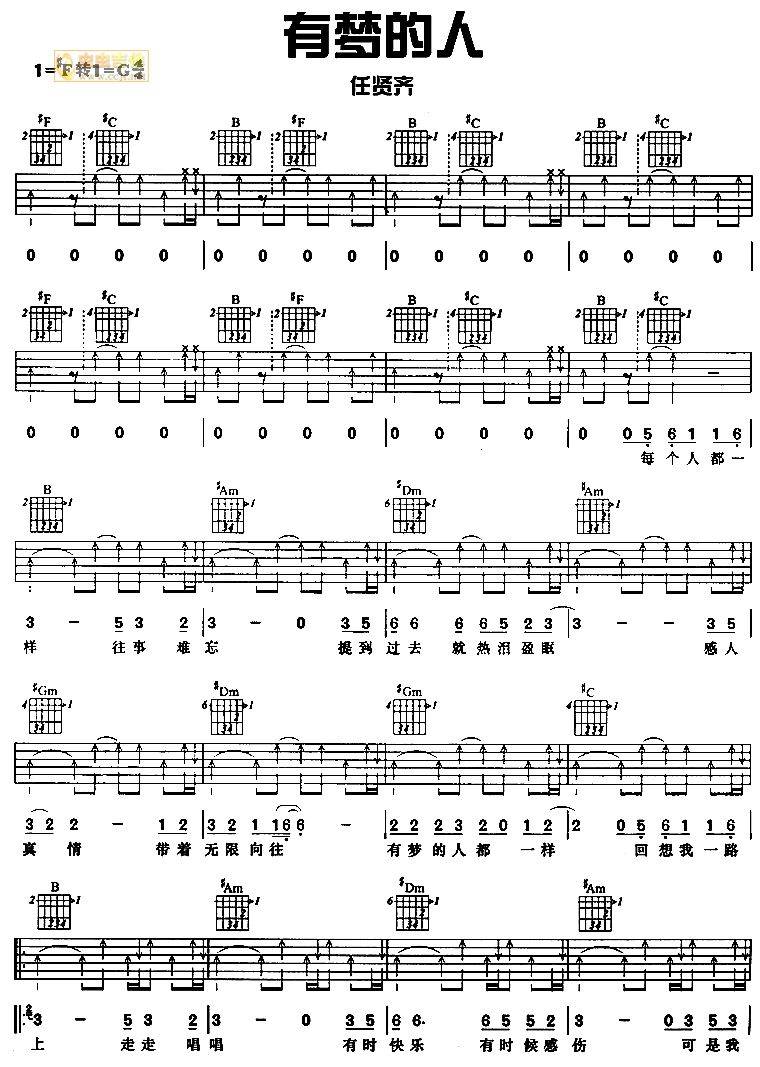 有梦的人吉他谱