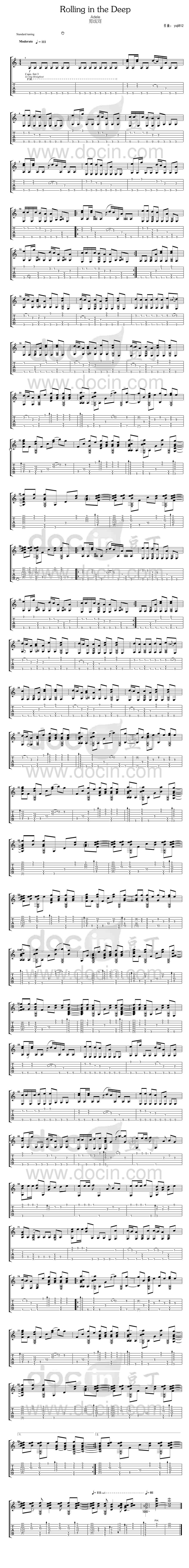 Rolling in the deep吉他谱 