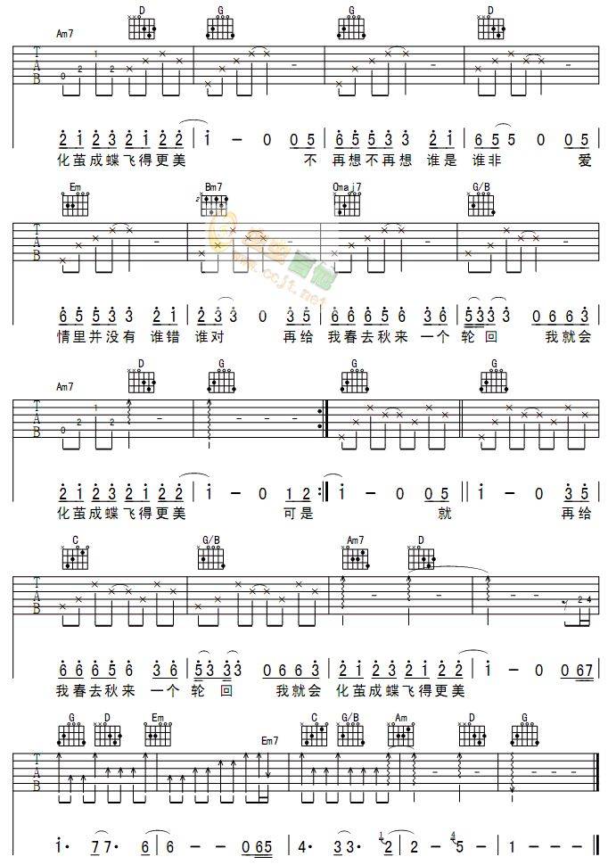 爱情里没有谁对谁错吉他谱 