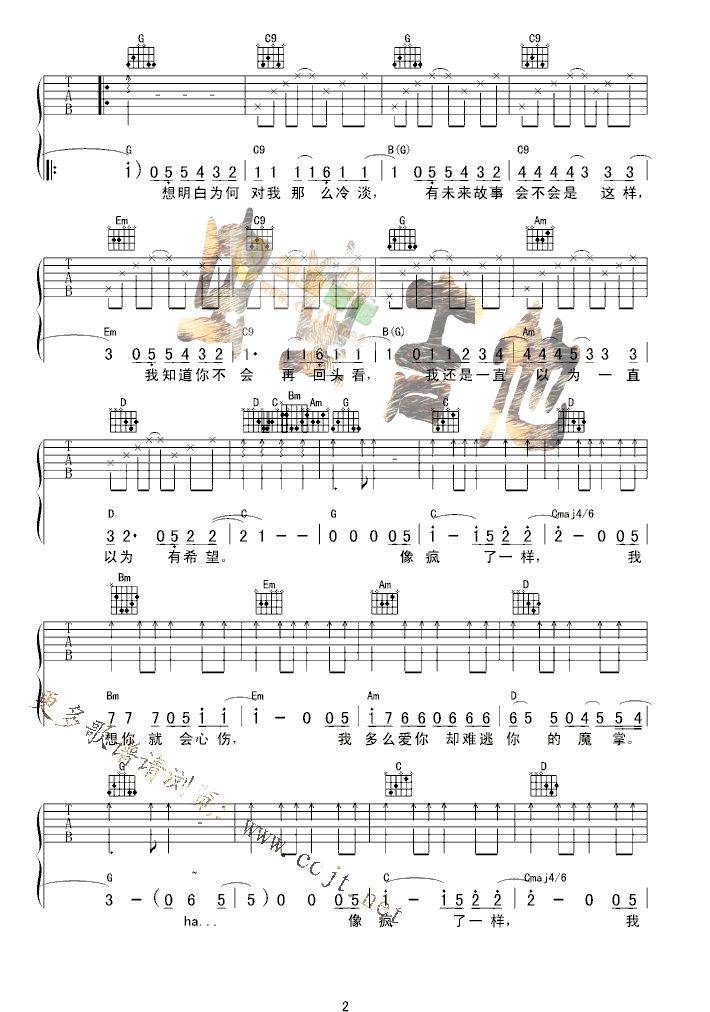 像疯了一样吉他谱