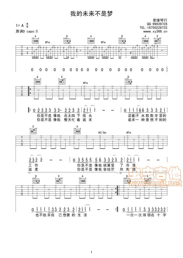 我的未来不是梦吉他谱