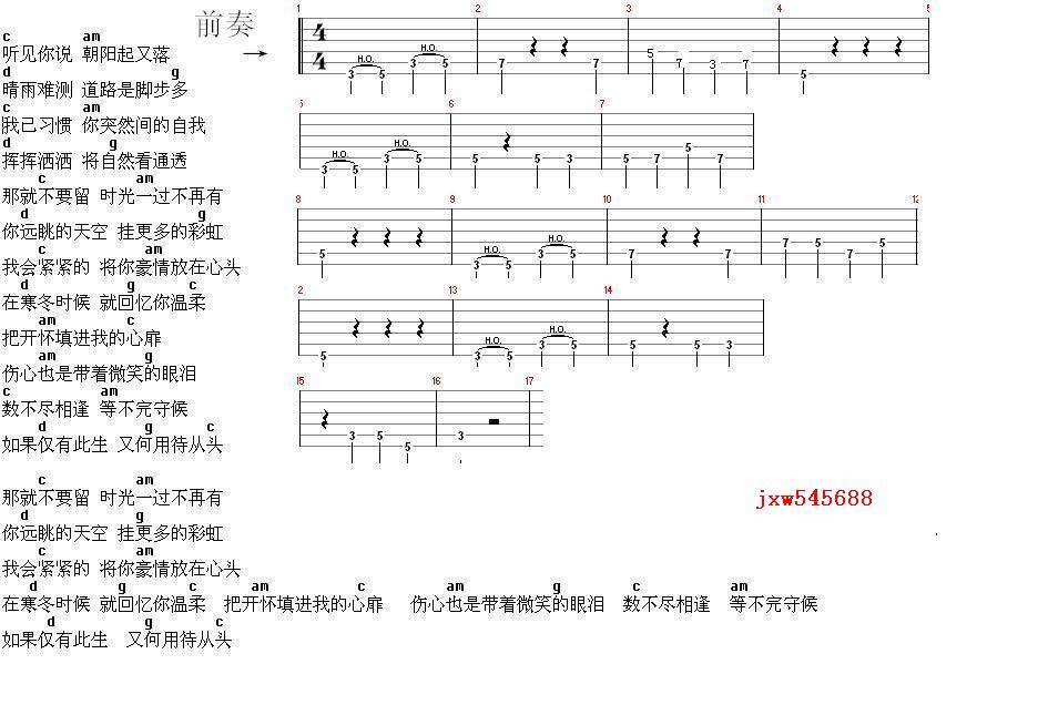 突然的自我-电影《散打》主题曲吉他谱 