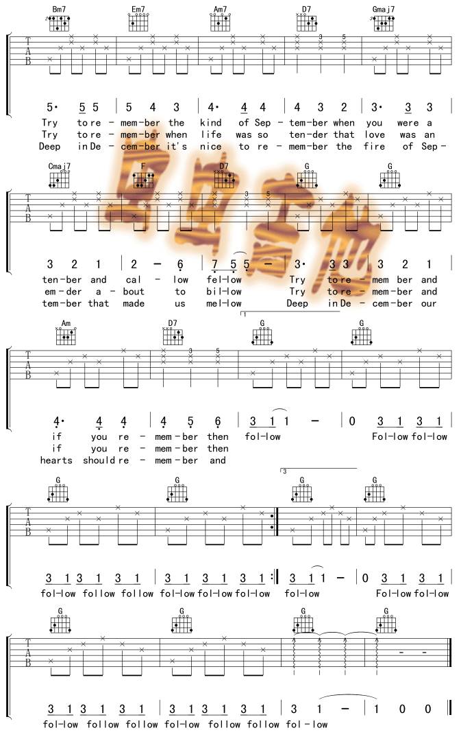 Try To Remember吉他谱 